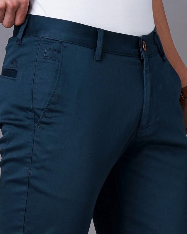 Image of British Club 100% Cotton Slim Fit Flat-Front Trousers for Men | Tailored Design for a Clean Look | Versatile for Office & Casual Wear | Lightweight Breathable Fabric | Black