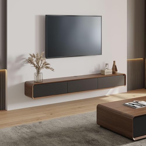 POVISON DONICY Fully-Assembled Minimalist Floating TV Stand, Modern Wall-Mounted Entertainment