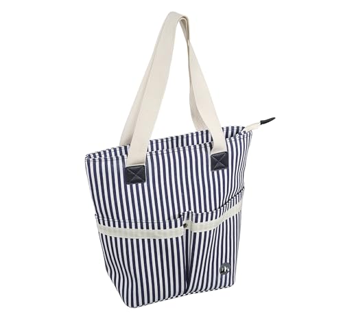 cilio Isoliertasche SABBIA | 16 L Fassungsvermögen | Kühltasche mit 2 Tragegriffen | Polyester, aufgeschäumte Folie | Picknicktasche mit Reißverschluss und 2 Seitentaschen | Weiß-blau