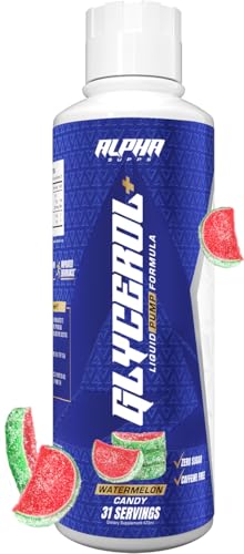 Alpha Supps Glycerol+ Liquid Pump Formula - Stim-Free Liquid Glycerol and Citrulline High-Performance Supplement for Enhanced Muscle Pumps Hydration & Endurance (31 Servings Watermelon Candy)