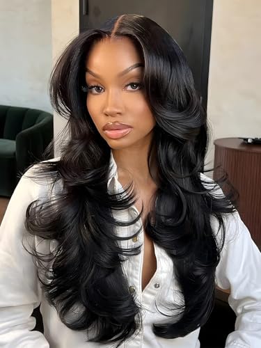 Image of ISEE Glueless Wigs Human Hair 7x5 Layered Body Wave Wig For Women 20 Inch