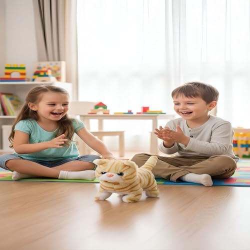 Image of GITGRNT Walking Talking Cat Toy, Sound with Jumping & Twitch Nose - Barking, (Included) Battery Operated Plush Cute Cat Fun Movement Perfect for Kids & Toddlers, Girls, Boys