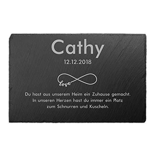 Paule Black Tiergrabstein Gedenktafel mit Gravur Schiefer 30 x 20 cm wetterfest - Individueller Text