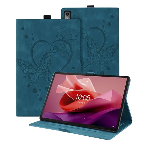 Auslbin Hülle für Lenovo Tab P12 2023 12.7 Zoll PU Leder Schutzhülle für Lenovo Tab P12 2023 12.7 Zoll mit Standfunktion und Kartensteckplatz/Magnetische Cover Case mit Stifthalter Blau