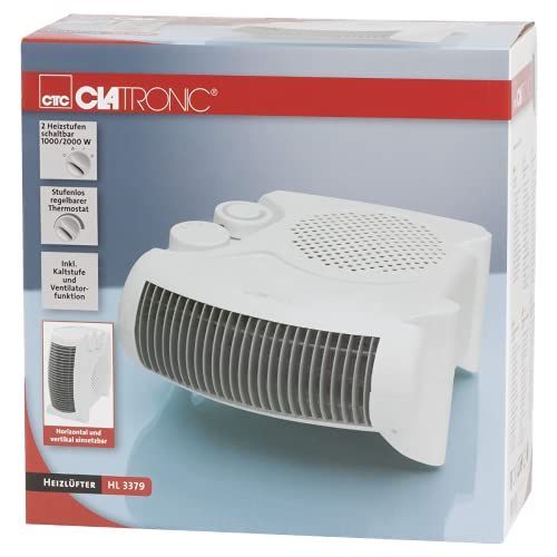 Clatronic® mobiele & compacte luchtverhitter | Luchtverhitter 2000W & 1000W | Verwarming met ventilatorfunctie | Luchtverhitter klein met oververhittingsbeveiliging | 2 installatieopties | HL 3379 - Image 7