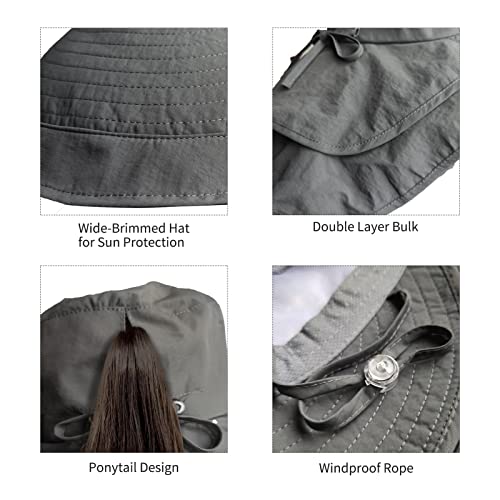 Image of Sun Hats for Women Hiking Fishing Hat Wide Brim Hat with Large Neck Flap Sun Protection Hats for Men and Women