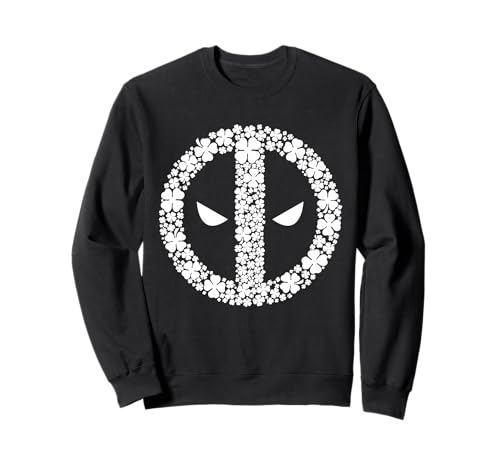 Image of Marvel Deadpool St Patrick's Day White Clover Mask Icon Logo Sweatshirt