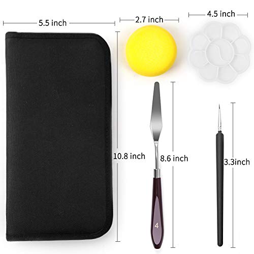 Zidwzidwei Pinceaux Set de Peinture, Artiste Pinceaux de Peinture pour Acrylique, Huile, Aquarelle, Gouache, avec Étui à Pinceaux et Outils de Tonification, Parfait pour Débutants et Professionnels - Image 8