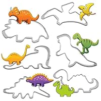 Dinosaur Style Fondant Cutters 4 Piece Set - Stainless Steel Mini Small Dino Cutter Pack- Metal Baking Biscuit Bread Sandwich Cookie Jelly Cake Chocolate Shape Cutters Kit Moulds