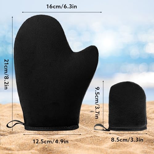 2 Selbstbräuner Handschuhe, Doppelseitig, Schwarz, mit Mini-Handschuh – Ansicht 2