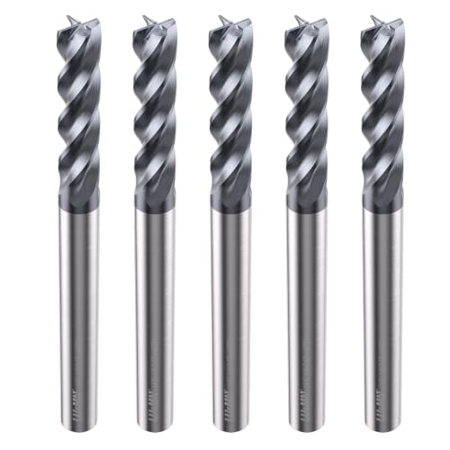 Image of LU&MN End Mills, Carbide Square Mill Bits Sets for Milling Alloy Steels, Hardened Steel, Metal & More, Ideal for DIYers and Professionals, 4T, 4 Flute (5, 1 /8 in)
