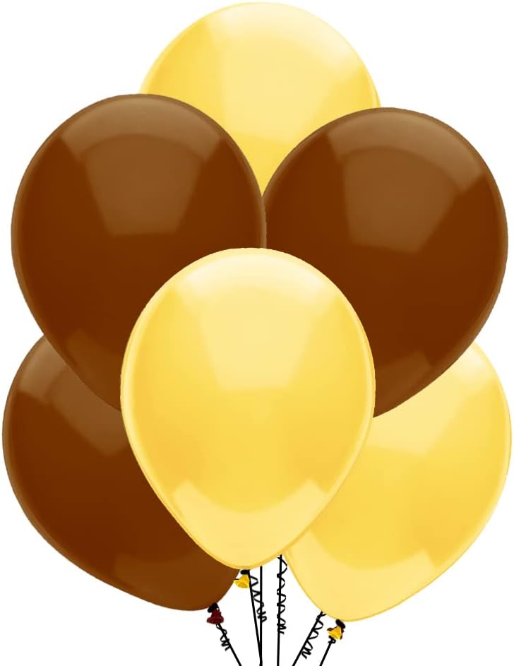 PMU Balloons 11 Inch PartyTex Yellow and Brown Latex Pkg/25