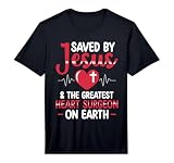 Mens Jesus Heart Surgeon Saved My Life After Heart Attack Performance T-Shirt