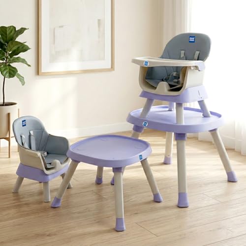 Image of Mee Mee Little Scholar Baby High Chair for Baby Feeding, 6-in-1 Convertible Kids Feeding Chair Compact Fold with High Adjustable, Play Chair Booster, Travel Friendly, 0.5 to 3 Years Kids (Dark Blue)