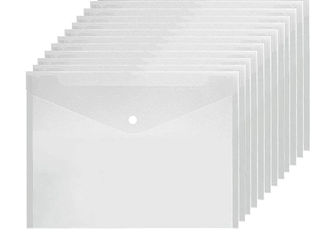 JMS we create smile 100 x Premier Quality A4 Clear Plastic Stud Wallets - Thickness 0.16mm