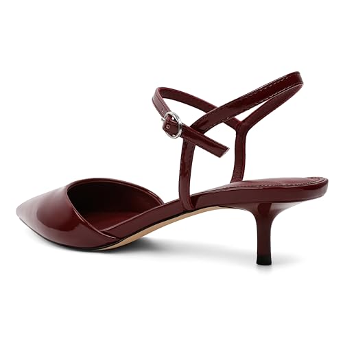 SAMMITOP Kitten Heels for Women Pointed Toe Ankle Strap Low Heel Pumps Shoes Dressy 1.5 Inches3