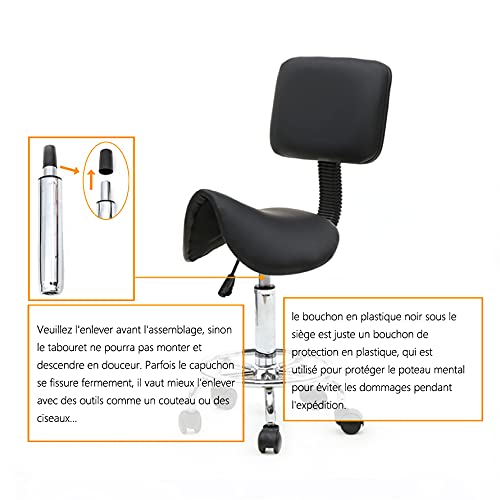 Zadelkruk Met Rugsteun – 360° Draaibaar, In Hoogte Verstelbaar 49-64 Cm, 90 Kg Draagvermogen, Perfect Voor Salons, Klinieken, Thuis En Kantoor
