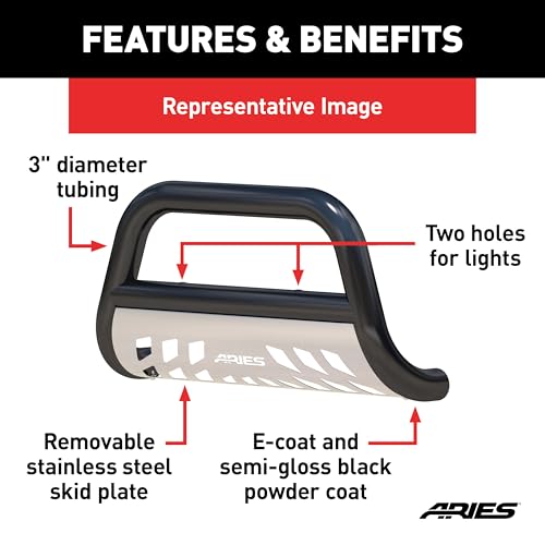 Image of ARIES B35-3013 3-Inch Black Steel Bull Bar, No-Drill, Select Ford Explorer