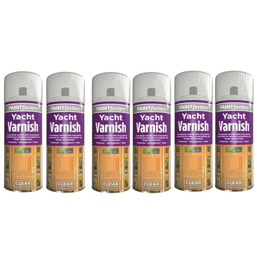 SDMAX 6 x Yacht Varnish Spray Paint with Gloss Finish Protects Exterior Woods with Special Resistance in Marine Environments Ideal for Boats, Yachts and Furniture (250 ML)