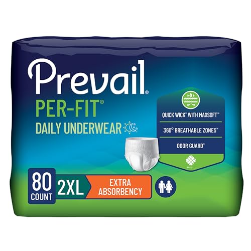Prevail Per-Fit Extra Disposable Underwear Pull On with Tear Away Seams 2X-Large, PF-517/1, 80 Ct
