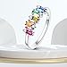Hapour 925 Sterling Silver Ring with Colorful Cubic Zirconia,Dainty Stackable Rings for Women Non Tarnish as Gifts for Women Ring Size 7