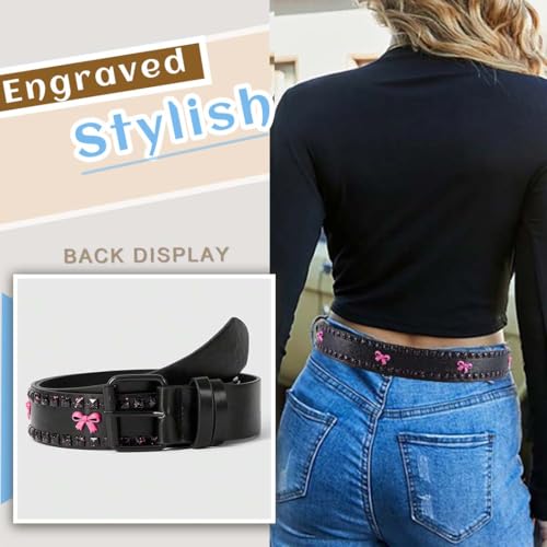 Yalice Black Y2K Belt for Women Cowgirls Leather Belt Punk Buckle Waist Belts for Jeans Pants Dresses2