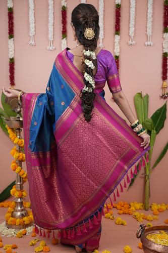 Image of SGF11 Women's Kanjivaram Pure Soft Silk Saree With Unstitched Blouse Piece