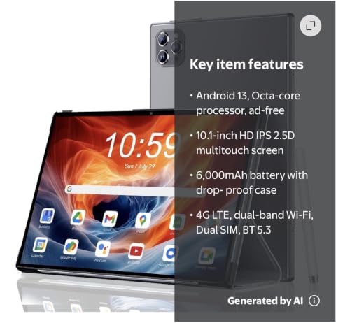 Image of 2025 Android 13 Tablet,STA 10.1 inch Tablets 6GB+64GB +128GB Expand, 6000mAh Octa-Core Tablet Drop-proof Case, 1280*800 HD IPS Display, GPS, 5G /2.4G WiFi,Dual 5MP+13MP Camera for Adults and Kids