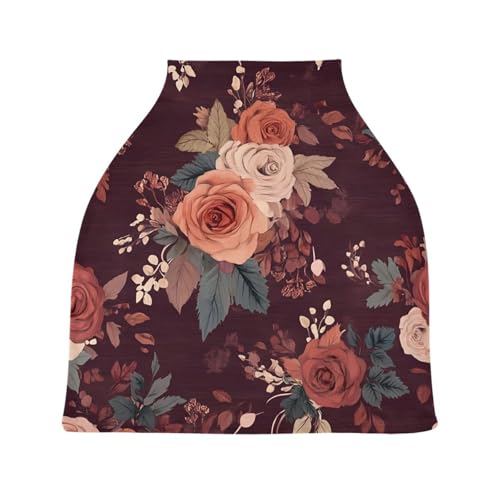 BOESI Baby Car Seat Cover, Breathable Nursing Cover, Soft and Comfortable, Multi-Purpose, for Boys and Girls, Graffiti Vintage Rose