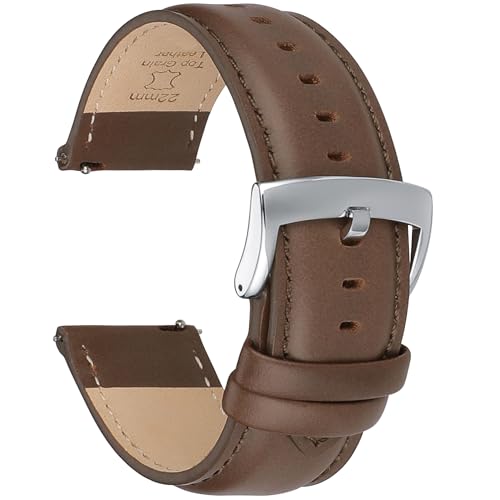 Image of OTTOODY Leather Watch Bands Quick Release, Elegant Top Grain Leather Watch Straps for Men & Women, Choice of Color & Width - 18mm, 19mm, 20mm, 21mm or 22mm Wristbands Bracelet for Watch & Smartwatch
