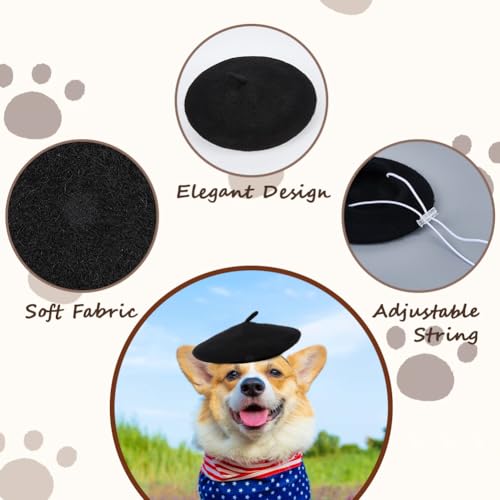 GORGECRAFT Katzen Baskenmütze Hut Hund Beanie Stirnband Wolle Haustier Welpen Französisch Künstler Beanie Baskenmütze Mini Caps Kleiner Hund Kopfschmuck Dekor Kostüm Haarschmuck für Party Cosplay