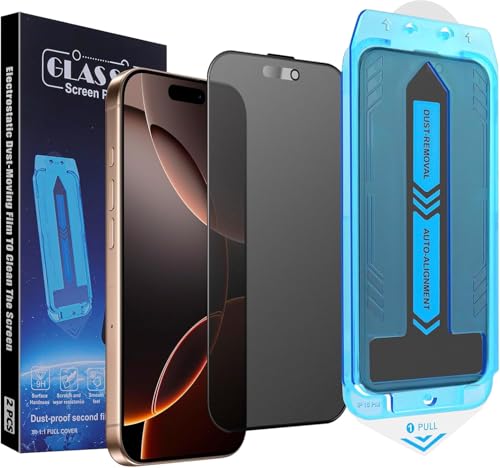 SIERDE 2-Pack Matte Privacy Screen Protector for iPhone 16 Pro Max 6.9-inch 9H Tempered Glass Full Coverage Anti-Fingerprint Auto Dust-Elimination No Bubble Easy Installation