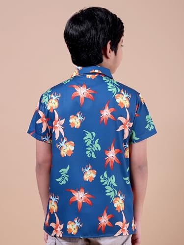 Image of Boys Printed Casual Shirt Short Sleeve Button Down Beach Shirt for Kids