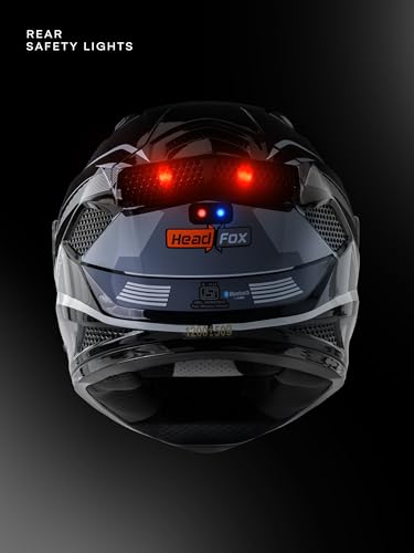 Image of HEADFOX N2F Track Full Face Bluetooth Helmet for Bike | Waterproof Smart Helmet for Men & Women | Built-in Bluetooth for Calls, ENC, Music & GPS | Voice Assist | ISI Certified