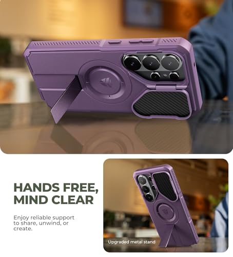 Image of Dexnor for Samsung Galaxy S26 Ultra Case with Camera Cover & Adjustable Kickstand & Screen Protector, Compatible with MagSafe, Rugged Shockproof Bumper Cases Magnetic Protective Cover(2026),Purple