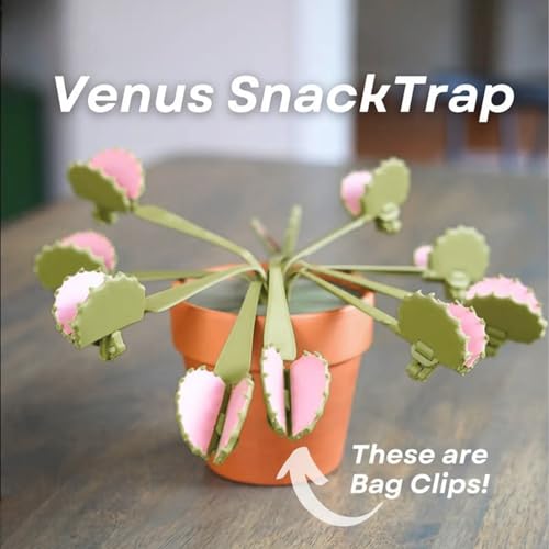 3D-Printed-Venus-Flytrap-Plant-Snack-Clips-Potato-Chip-Bag-ClipsChip-Clips-Heavy-DutyBag-Clips-for-Food-StorageFake-House-PlantUnique-Home-Decor-9pcs-Green