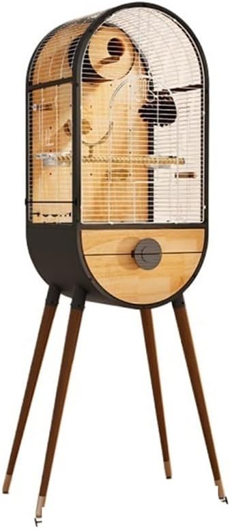 Birdcages Luxury Time Capsule Parrot Villa: Premium Stainless Steel Metal & Solid Wood Birdcage for Stylish Feathered Friends