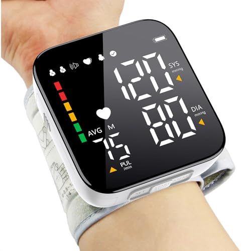 Blood Pressure Monitor Automatic Wrist BP Machine Large Backlit Display Adjustable Cuff 2x90 Storage Blood Pressure Detector Voice Broadcast with Carrying Case