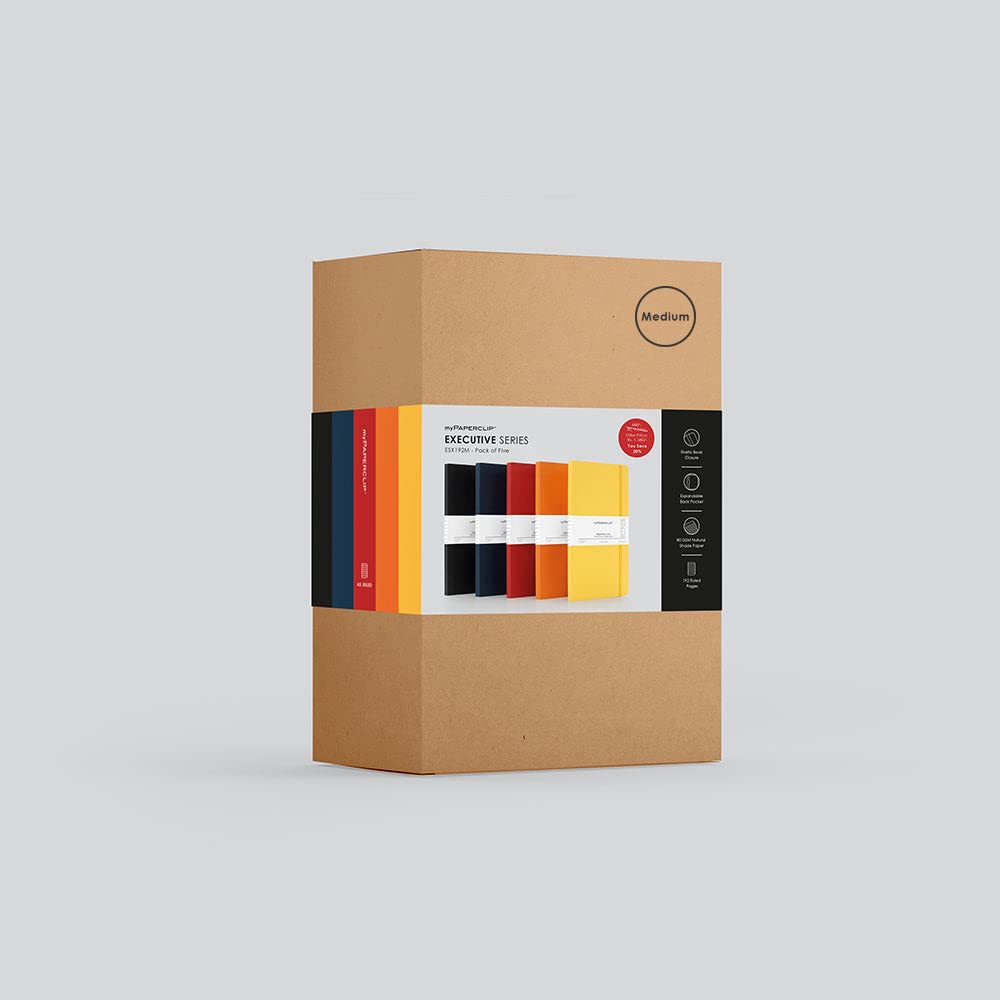 myPAPERCLIP Executive Series ESX192M-C ESX192M-C - Quaderno a quadri, formato medio, 127 x 210 mm, confezione da 5, colori misti (ESX192M-C_Pack_of_5_Mixed)