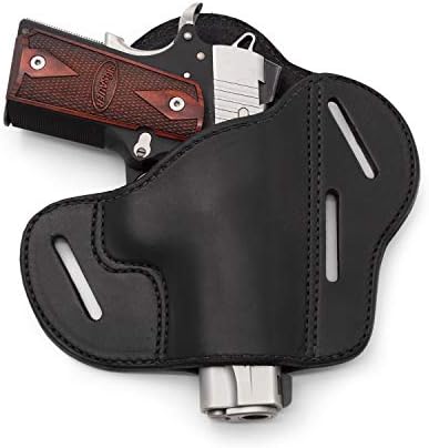 The Ultimate Leather Gun Holster | 3 Slot Pancake Style Belt Holster | Handmade in The USA! | Fits All 1911 Style Handguns Relentless Tactical | Black Right Handed