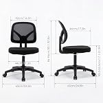 Moustache Chaises de bureau de travail, chaise de bureau exécutif sans bras avec roues réglables en hauteur et pivotantes pour l'étude des jeux de bureau à domicile (noir)