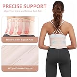 RANDY SUN Ultra Thin Back Braces for Women, Adjustable Lower Back Waist Support Wrap Under Clothes Compression Lower Lumbar Support Belt Breathable Brace, Pink, Medium