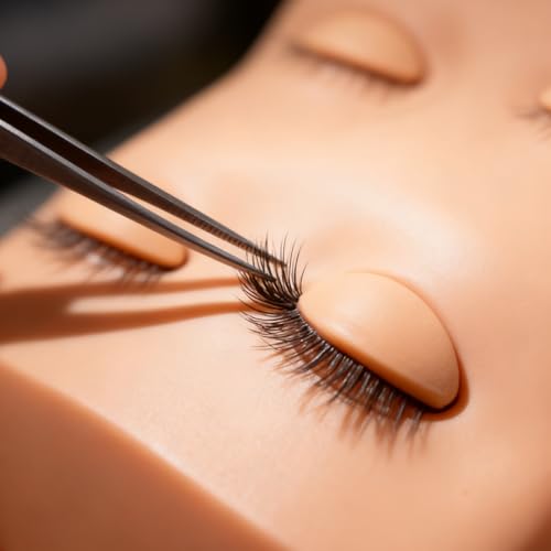 Wimpern-Mannequin-Kopf, Ersetzter Augenlider-Mannequin-Kopf, Falsche Wimpernverlängerung Übungs-Mannequin-Kopf mit Abnehmbaren Augenlidern für Make-up-Training(Hautfarbe)