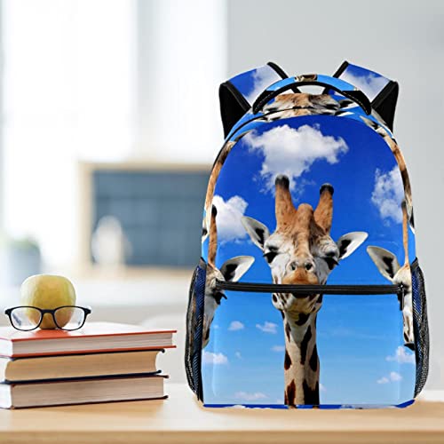 Sac à dos imprimé girafe solide contre l'usure pour voyages et cours