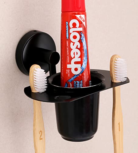 Image of iSTAR Stainless Steel Toothbrush Holder Tumbler Holder Toothbrush Stand Tumbler Stand Bathroom Accessories Anti Rust (Black)