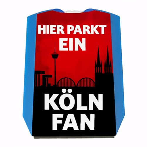 speecheese - speecheese Hier parkt EIN Köln Fan Parkscheibe in Vereinsfarben mit Zwei Einkaufswagenchips als Geschenk für Fußballfans die ihren Verein über Alles lieben und überall verfolgen