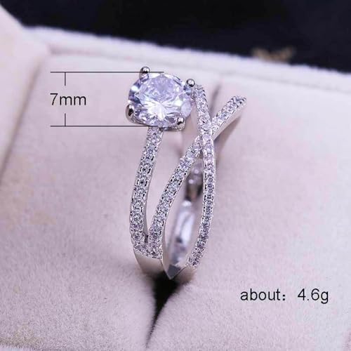 White Gold Plated White Cubic Zirconia Double Layer Winding Engagement Rings Wedding Bridal Band Promise Rings Evening Parties Anniversary Valentine's Day Gifts Eternity Bands for Women3