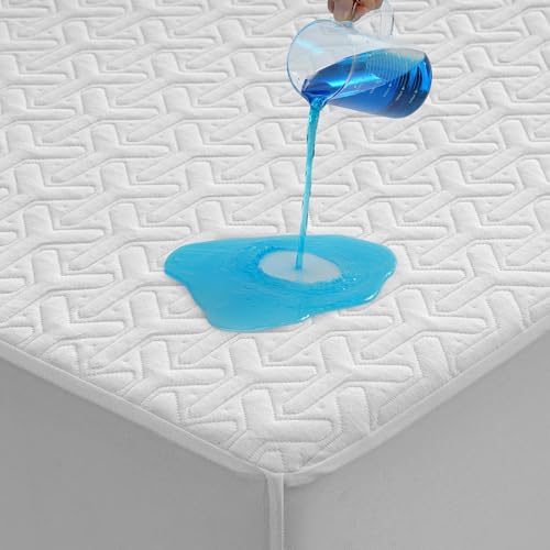 Premium California King Size Mattress Protector,100% Waterproof HN Cooling Bed Mattress Cover,Breathable Noiseless Fitted 8"-21" Extra Deep Pocket Anti Slip and Wear-Resistant(3-in-1,Cal King)