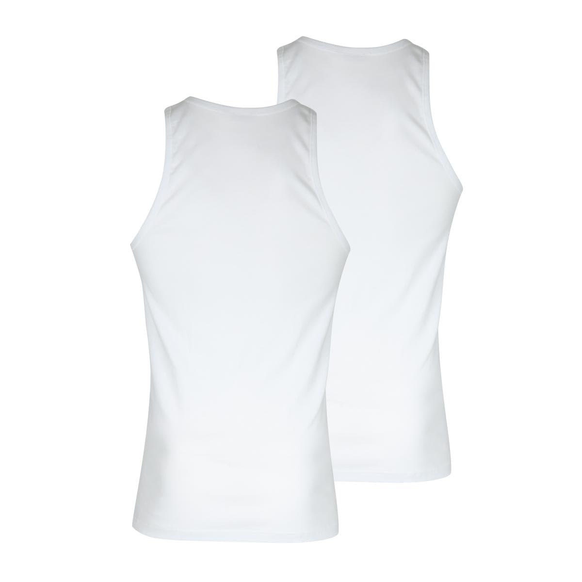 Eminence - Lot de 2 Débardeurs pour Homme - Côte Fine 100% Coton Peigné - Label Oeko-TEX® Standard 100 - Couleur Blanc - sans Couture