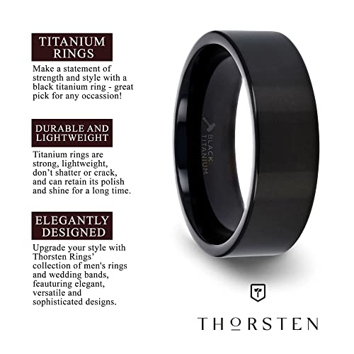 Thorsten Jewelry - Titanium Wedding Band Ring For Men - Black Engraved Promise Ring For Couples Comfortable & Durable - Ideal For Weddings, Engagements & Anniversaries 8Mm Size 13.5 #TOP3